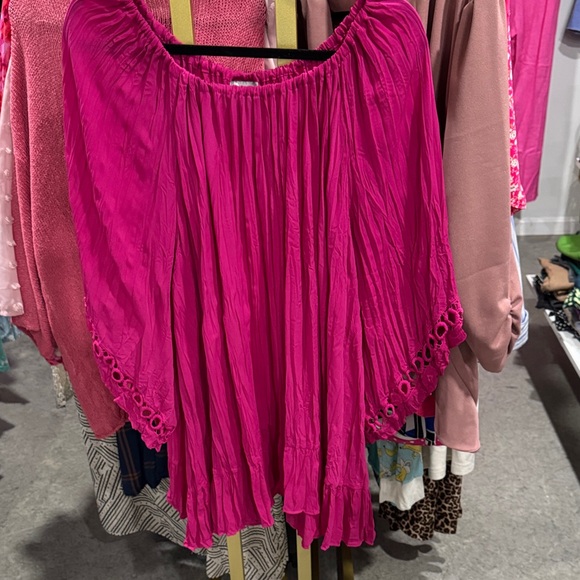 Catherines Tops - Catherines Hot Pink Off-Shoulder Peasant Blouse
